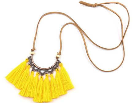 Yellow Polystyrene & 18K Gold-Plated Fan Tassel Pendant Necklace Hot on Sale