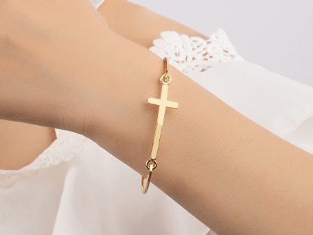 18K Gold-Plated Cross Bangle For Cheap