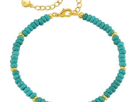 Turquoise & 18K Gold-Plated Beaded Bracelet Online now