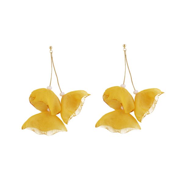 Yellow Polyster & 18K Gold-Plated Three-Petal Drop Earrings on Sale