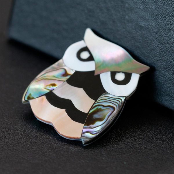 Abalone Shell & Silver-Plated Owl Brooch Supply