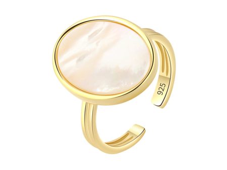 Shell & 18K Gold-Plated Oval Open Ring Cheap