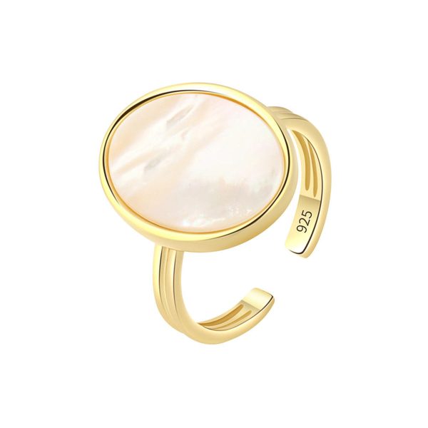 Shell & 18K Gold-Plated Oval Open Ring Cheap