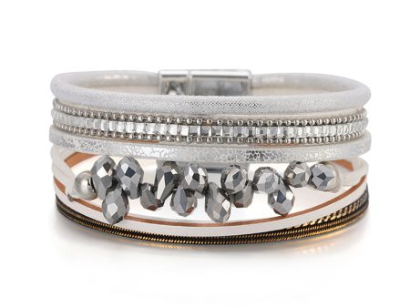 White Cubic Zirconia & Polystyrene Layered Bracelet Online Sale