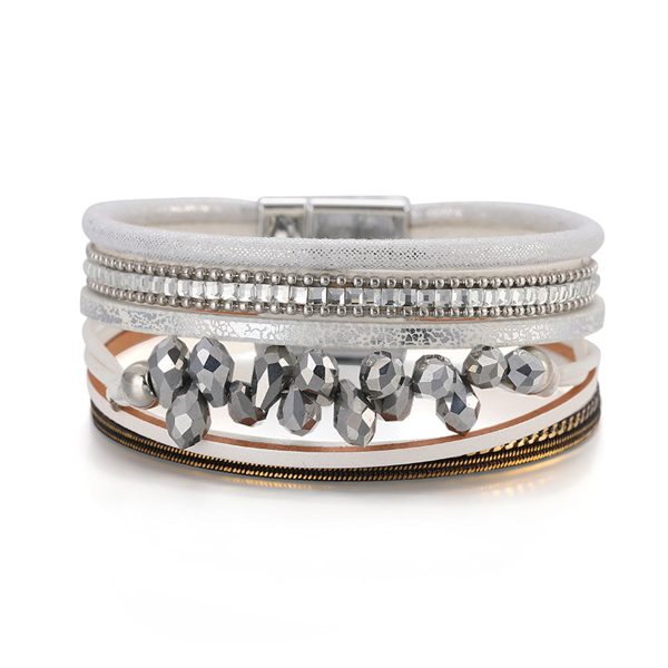 White Cubic Zirconia & Polystyrene Layered Bracelet Online Sale