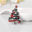 Red Cubic Zirconia & Silver-Plated Christmas Tree Brooch Online Hot Sale