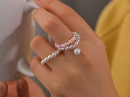 Pearl & Howlite Beaded Stretch Ring Set For Cheap