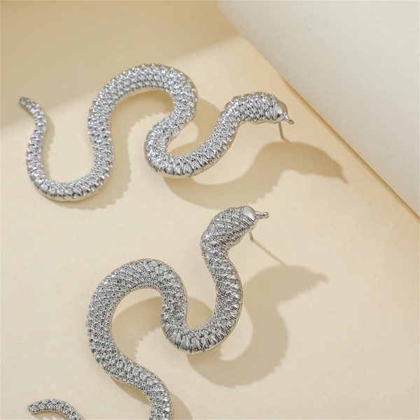 Silver-Plated Snake Drop Earrings Discount