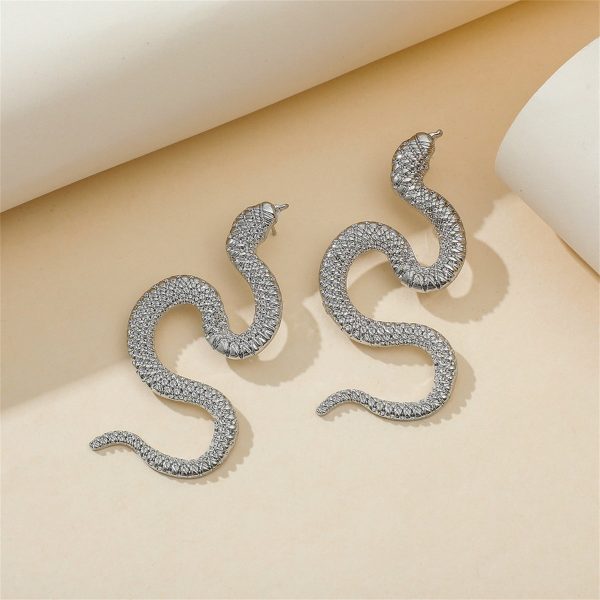 Silver-Plated Snake Drop Earrings Discount