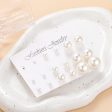 Pearl & Silver-Plated Round Stud Earrings Set on Sale