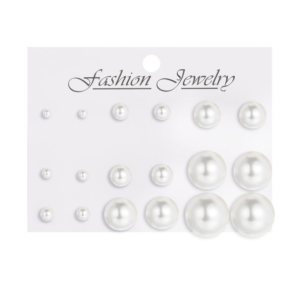 Pearl & Silver-Plated Round Stud Earrings Set on Sale