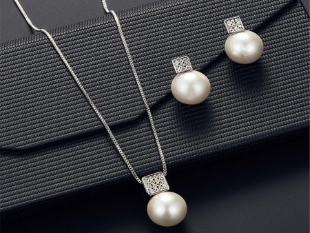 Pearl & Silver-Plated Pendant Necklace & Drop Earrings For Discount