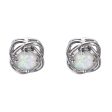 White Opal & Silver-Plated Round Wrapped Stud Earrings Supply