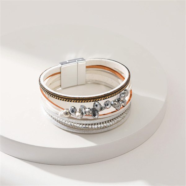 White Cubic Zirconia & Polystyrene Layered Bracelet Online Sale