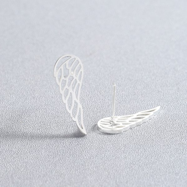 Silver-Plated Openwork Wing Stud Earrings Sale