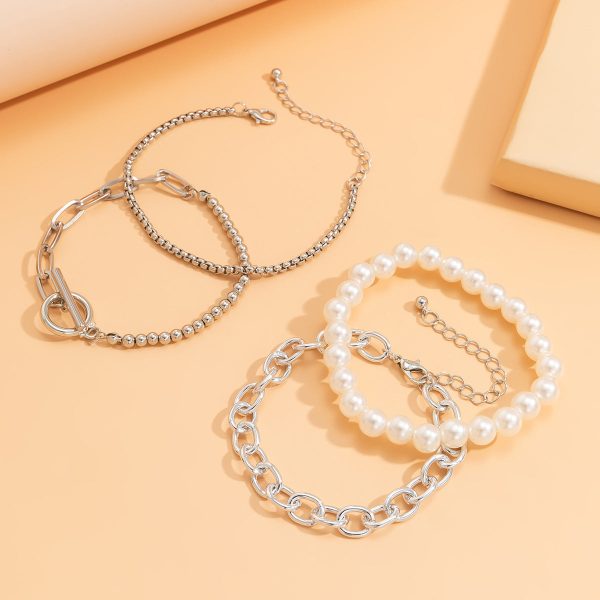 Pearl & Silver-Plated Stretch Bracelet Set Discount