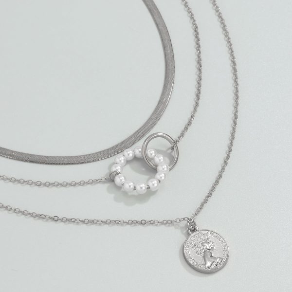 Pearl & Silver-Plated Pendant Necklace Set Online Sale