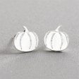 Silver-Plated Pumpkin Stud Earrings For Cheap