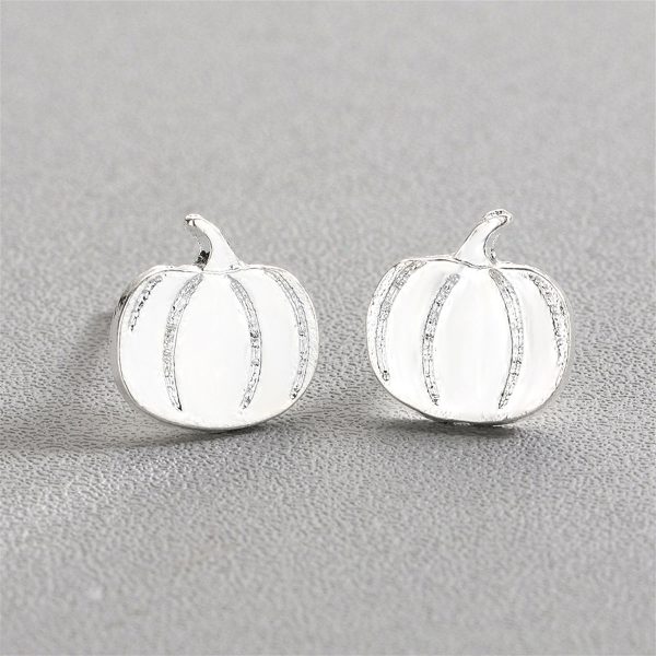 Silver-Plated Pumpkin Stud Earrings For Cheap