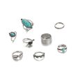 Turquoise & Cubic Zirconia Heart Ring Set For Sale