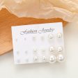 Pearl & Silver-Plated Round Stud Earrings Set on Sale