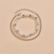 Pearl & Silver-Plated Floral Stretch Bracelet Set For Sale