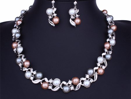 Pearl & Cubic Zirconia Silver-Plated Chain Necklace & Drop Earrings Online now