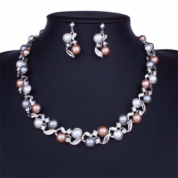 Pearl & Cubic Zirconia Silver-Plated Chain Necklace & Drop Earrings Online now