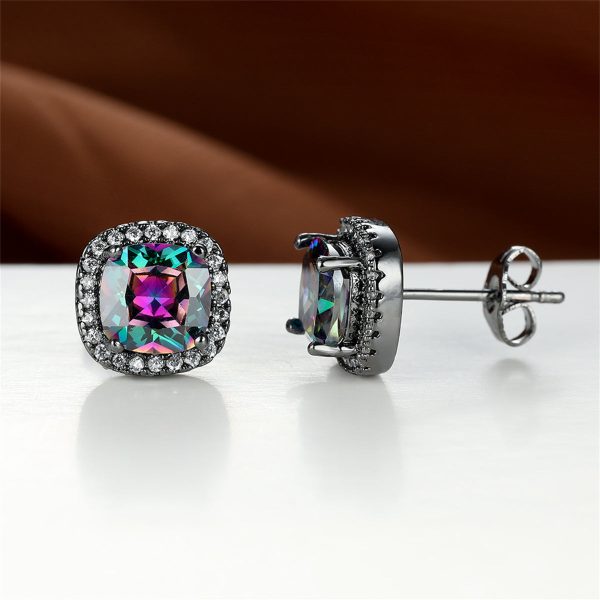 Purple Princess Crystal & Rhodium-Plated Halo Stud Earrings For Sale