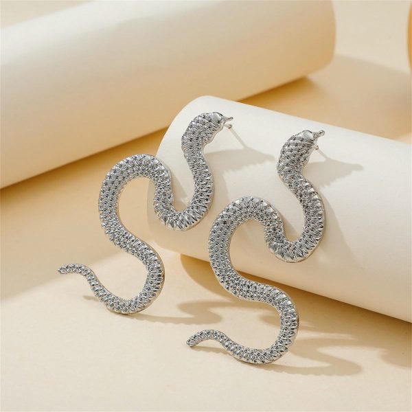 Silver-Plated Snake Drop Earrings Discount