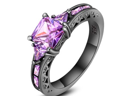 Purple Crystal & Rhodium-Plated Prong-Set Ring Online