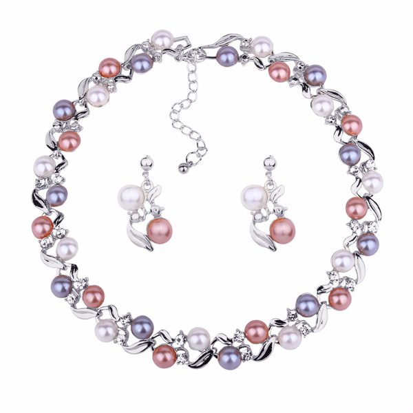 Pearl & Cubic Zirconia Silver-Plated Chain Necklace & Drop Earrings Online now