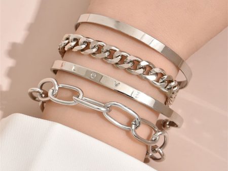 Silver-Plated  Love  Cuff Set Sale