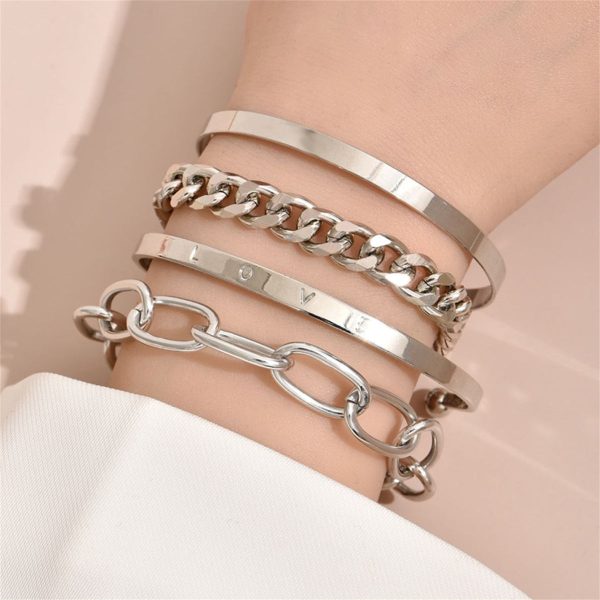 Silver-Plated  Love  Cuff Set Sale