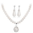 Pearl & Cubic Zirconia Teardrop Pendant Necklace Set Online Sale