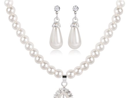 Pearl & Cubic Zirconia Teardrop Pendant Necklace Set Online Sale