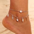 Silver-Plated Leaf Station Layered Anklet Fashion