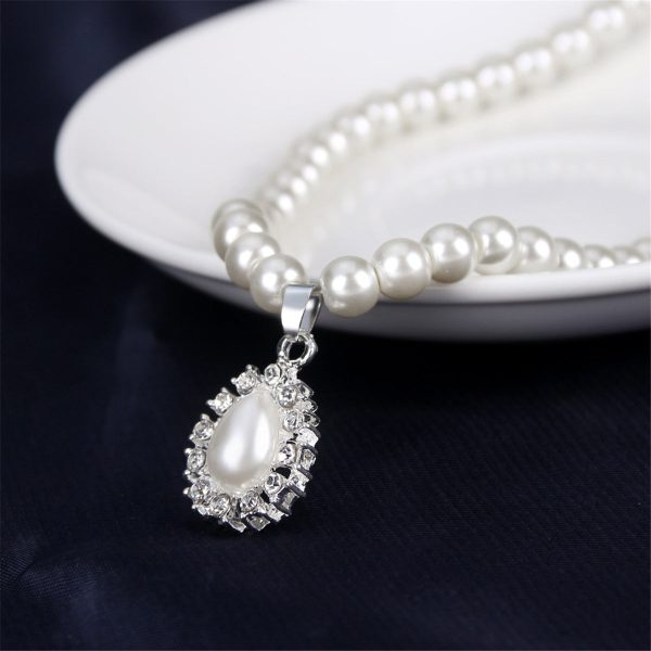 Pearl & Cubic Zirconia Teardrop Pendant Necklace Set Online Sale