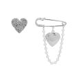 Pearl & Silver-Plated Chain Heart Brooch - Set Of Two on Sale