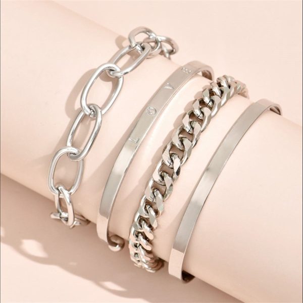 Silver-Plated  Love  Cuff Set Sale