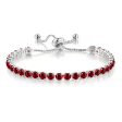 Red Cubic Zirconia & Silver-Plated Adjustable Link Bracelet For Cheap