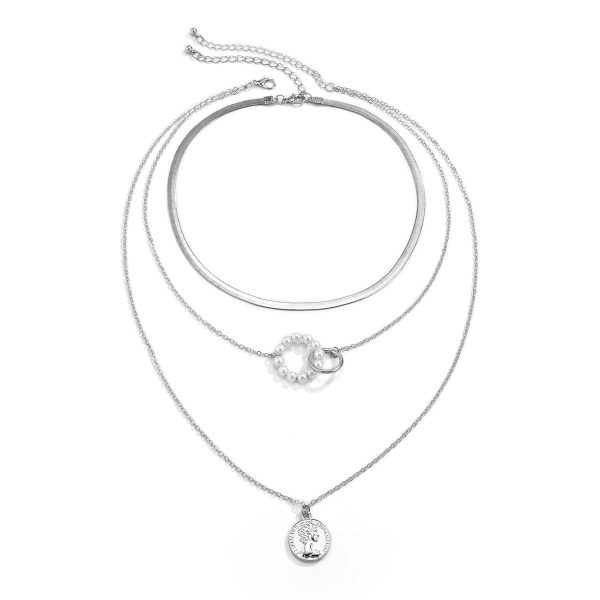 Pearl & Silver-Plated Pendant Necklace Set Online Sale