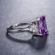 Purple Crystal & Cubic Zirconia Silver-Plated Princess-Cut Ring Supply