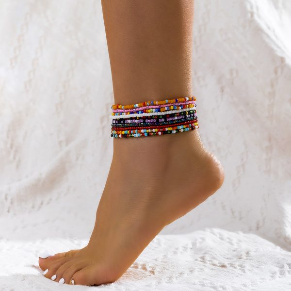 Howlite Beaded Stretch Anklet Set Cheap