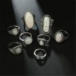 Iridescent & Silver-Plated Long Oval Ring Set Online Hot Sale