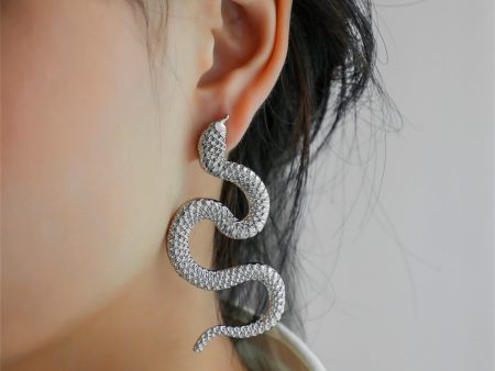 Silver-Plated Snake Drop Earrings Discount