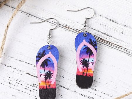 Purple & Pink Hawaii Flip-Flop Drop Earrings For Discount