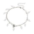 Silver-Plated Leaf Station Layered Anklet Fashion