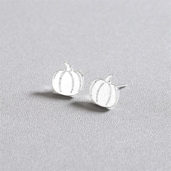 Silver-Plated Pumpkin Stud Earrings For Cheap