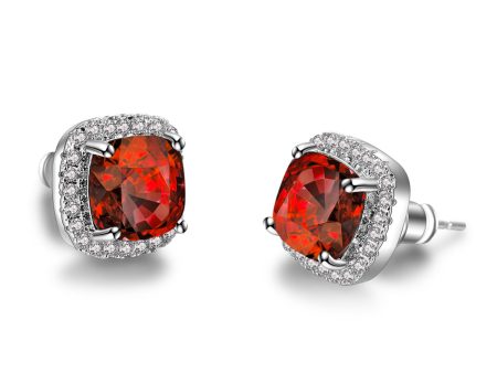 Red Princess Crystal & Cubic Zirconia Silver-Plated Halo Stud Earrings Discount